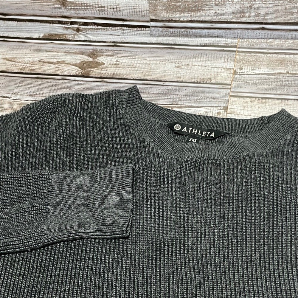 Athleta Gray Ribbed Asymmetrical Hem Long Sleeve‎ Top Cotton Bend Womens XXS
